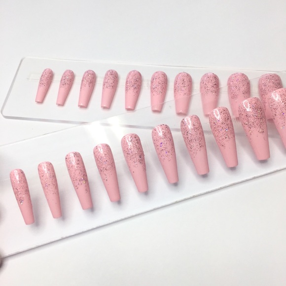 bellenailsbyleydis Other - Sparkle Light Pink Long Ballerina Press On Nails
